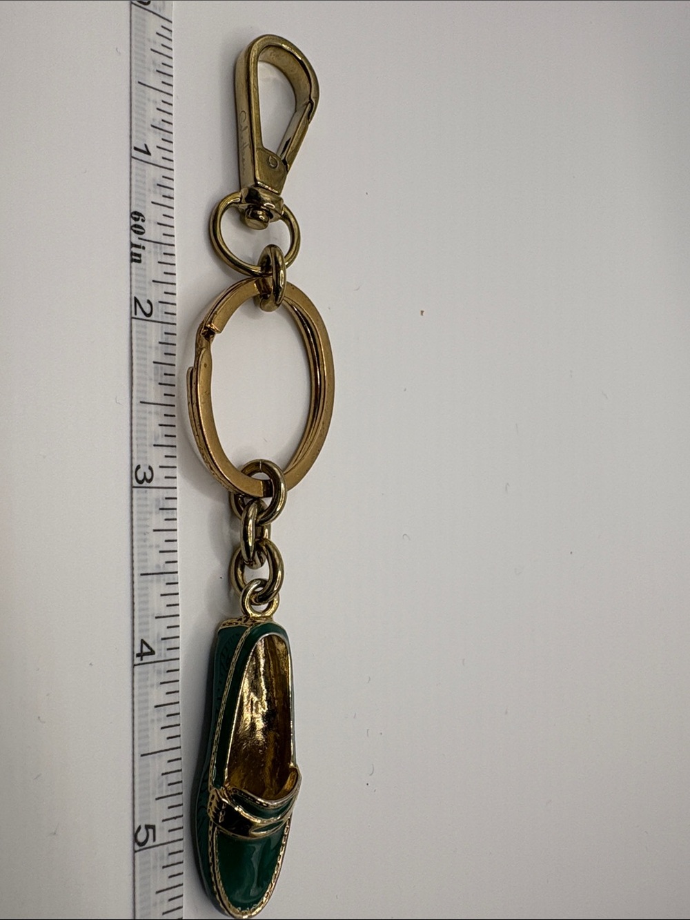 Cole Haan Gold-Tone Metal with Green Enamel Loafer Keychain